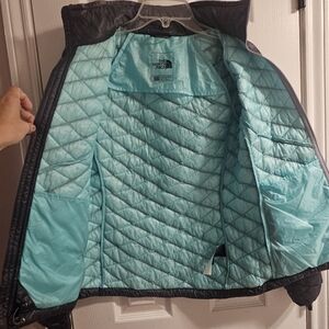 The North Face Black and Aqua Quilted Jacket